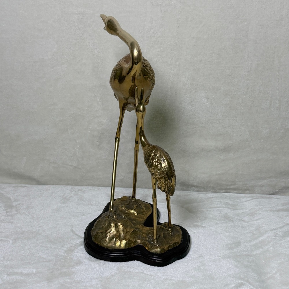 Brass Crane Heron Statue Gold Bird Sculpture MCM Hollywood Regency Vintage 17" - Picture 2 of 16